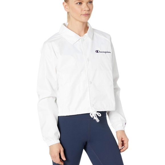 NWT Champion White Cropped Coaches Jacket - Picture 6 of 7